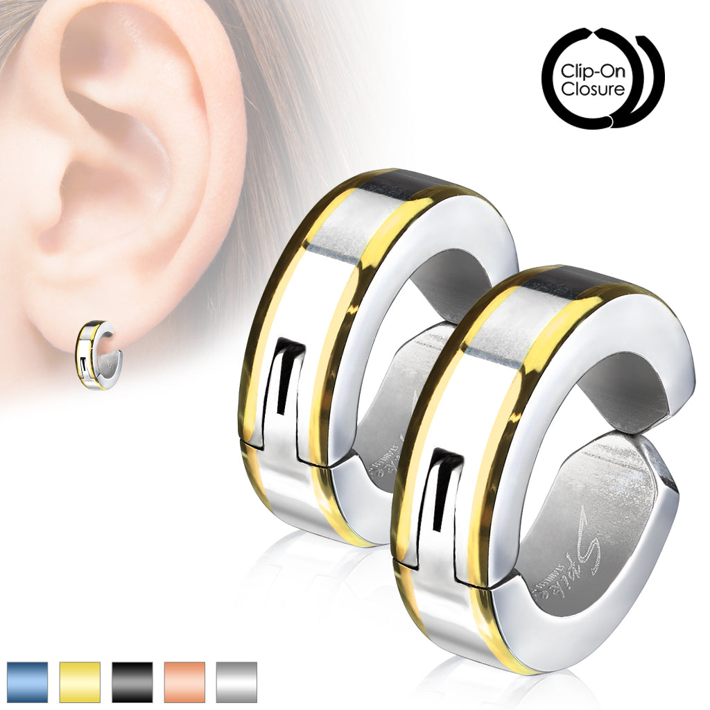 Beveled Edge Strip Color IP Pair of 316L Surgical Stainless Steel...