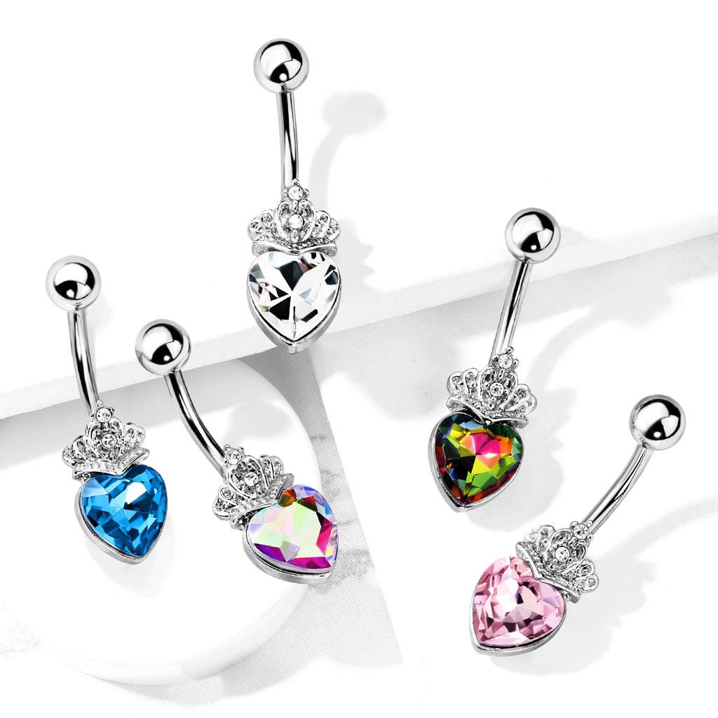 316L Surgical Steel 316L Surgical Steel Heart Crystal and Crystal Set...
