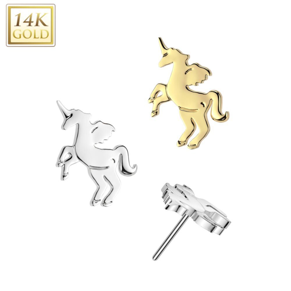 14KT Gold 14K Gold Threadless Push In Unicorn Top
