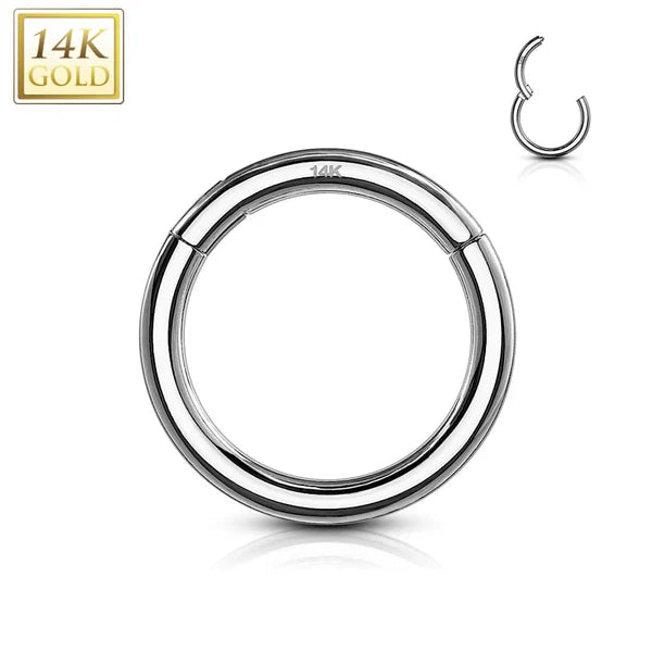 14KT Gold 14K Solid White Gold Hinged Segment Hoop Ring