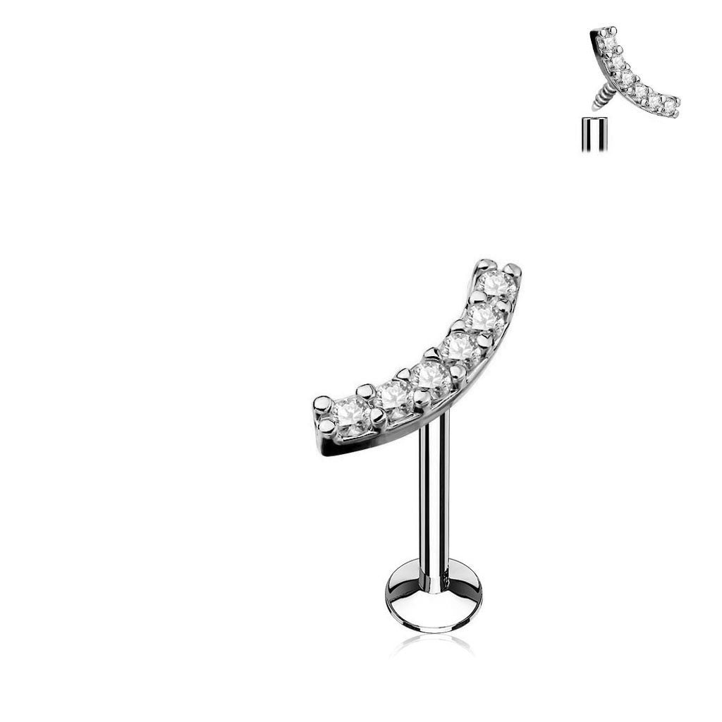 316L Surgical Steel Lined CZ Curve Top 316L Surgical Steel Internally...