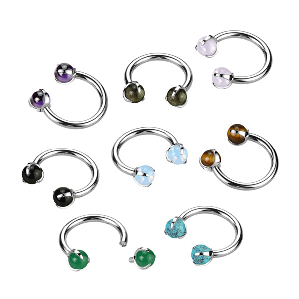 Implant Grade Titanium Internally Threaded Claw Set Natural Stone Horseshoe