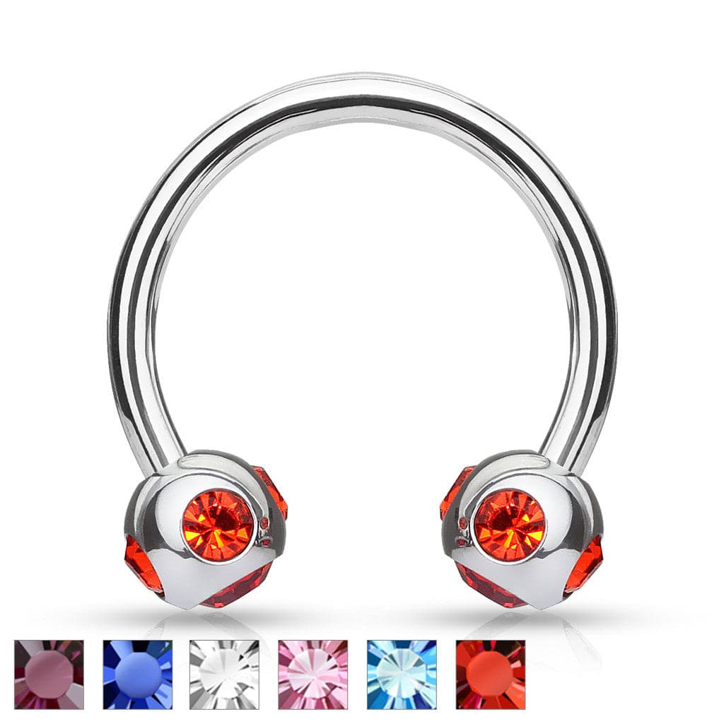 5-Gem set 4mm Balls 316L Surgical Steel 16ga Circular (Horseshoe)