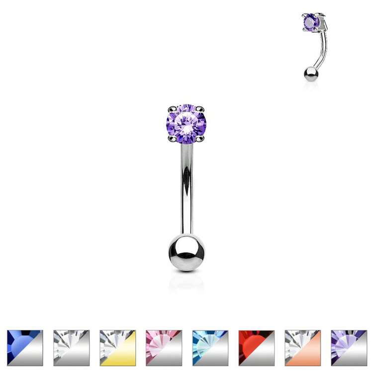 316L Surgical Steel 3mm CZ Prong Set 316L Surgical Steel Eyebrow Rings/...