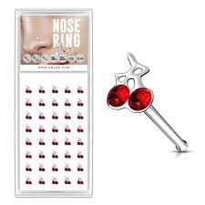 20 Gauge .925 Sterling Silver Double Gem Cherry Nose Bone
