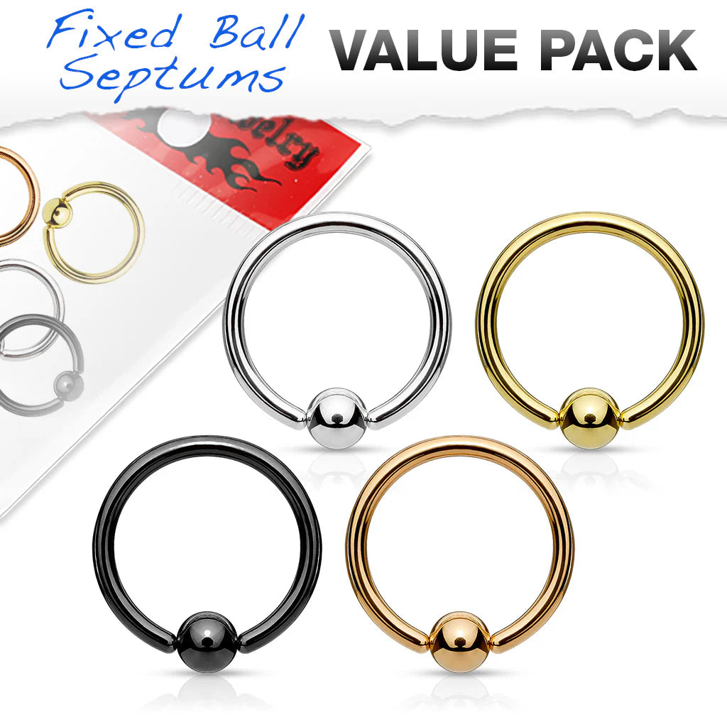 20ga Fixed Ball Nose Hoops 316L Surgical Steel