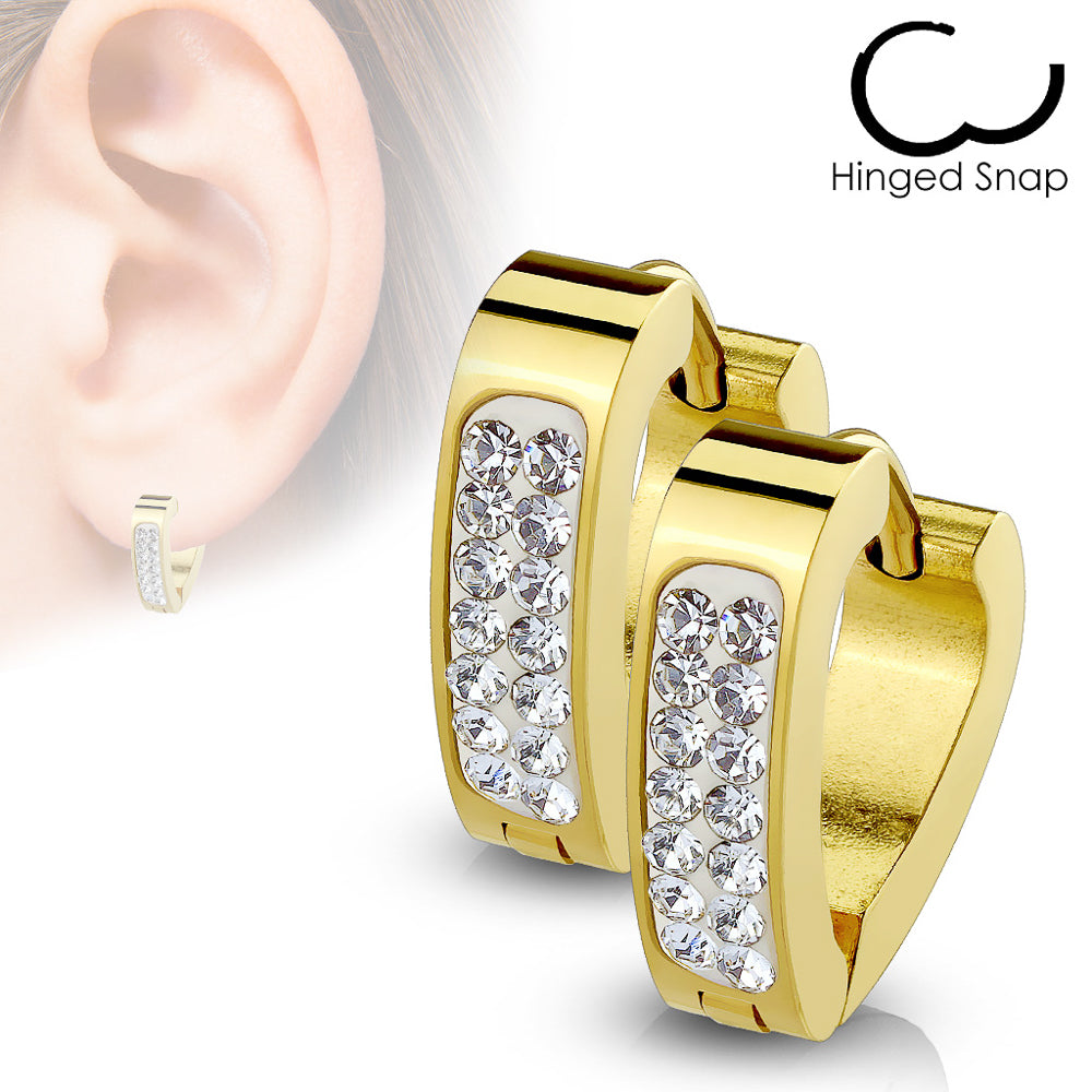 316L Surgical Steel Pair of Clear Crystal Paved Triangle Shape ...