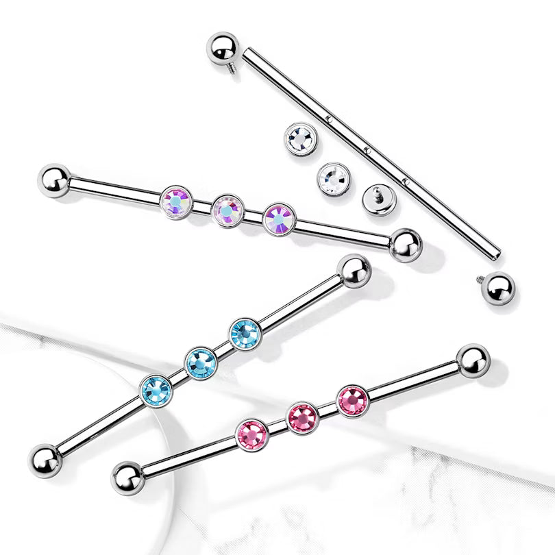 3-Internal Thread Round Gem 316L Surgical Steel Internal thread...