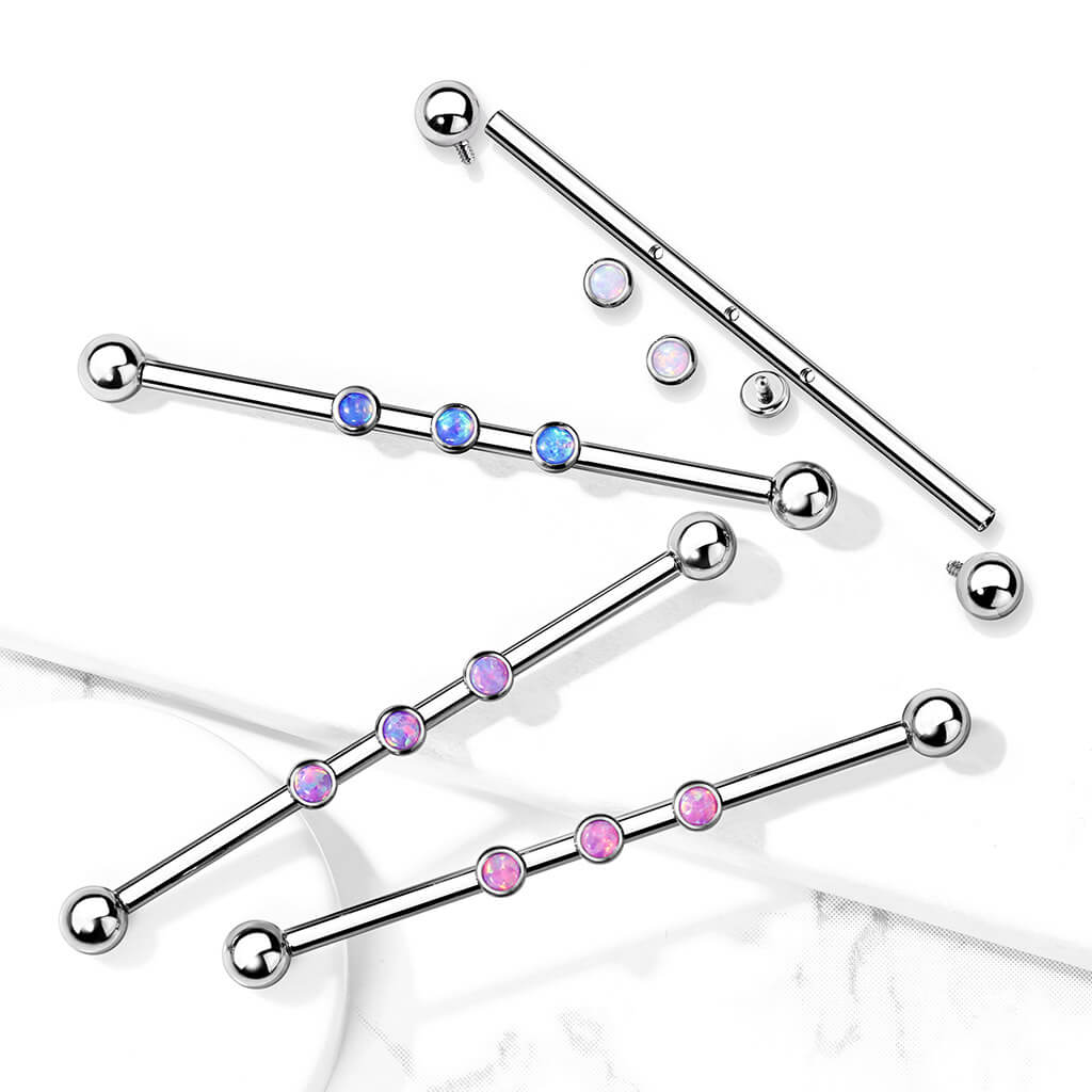 3-Internal Thread Round Opal Center 316L Surgical Steel Internal thread...
