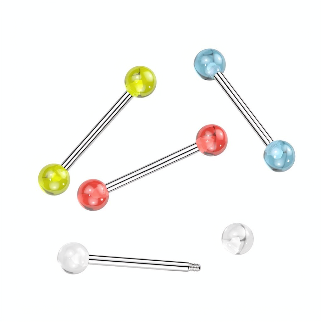 316L Barbells With Acrylic Glow In The Dark Balls