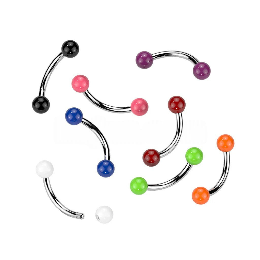 316L Curved Barbells With Acrylic Balls