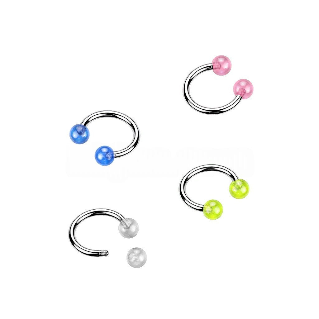 316L Horseshoes With Glow In The Dark Acrylic Balls
