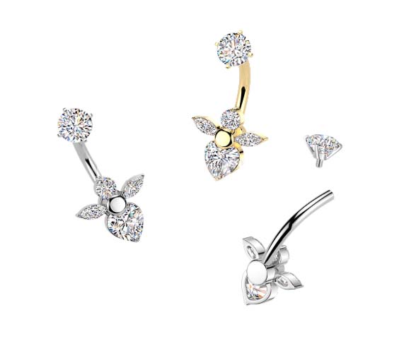316L Surgical Steel All 316L Internally Threaded Prong Set CZ Angel...