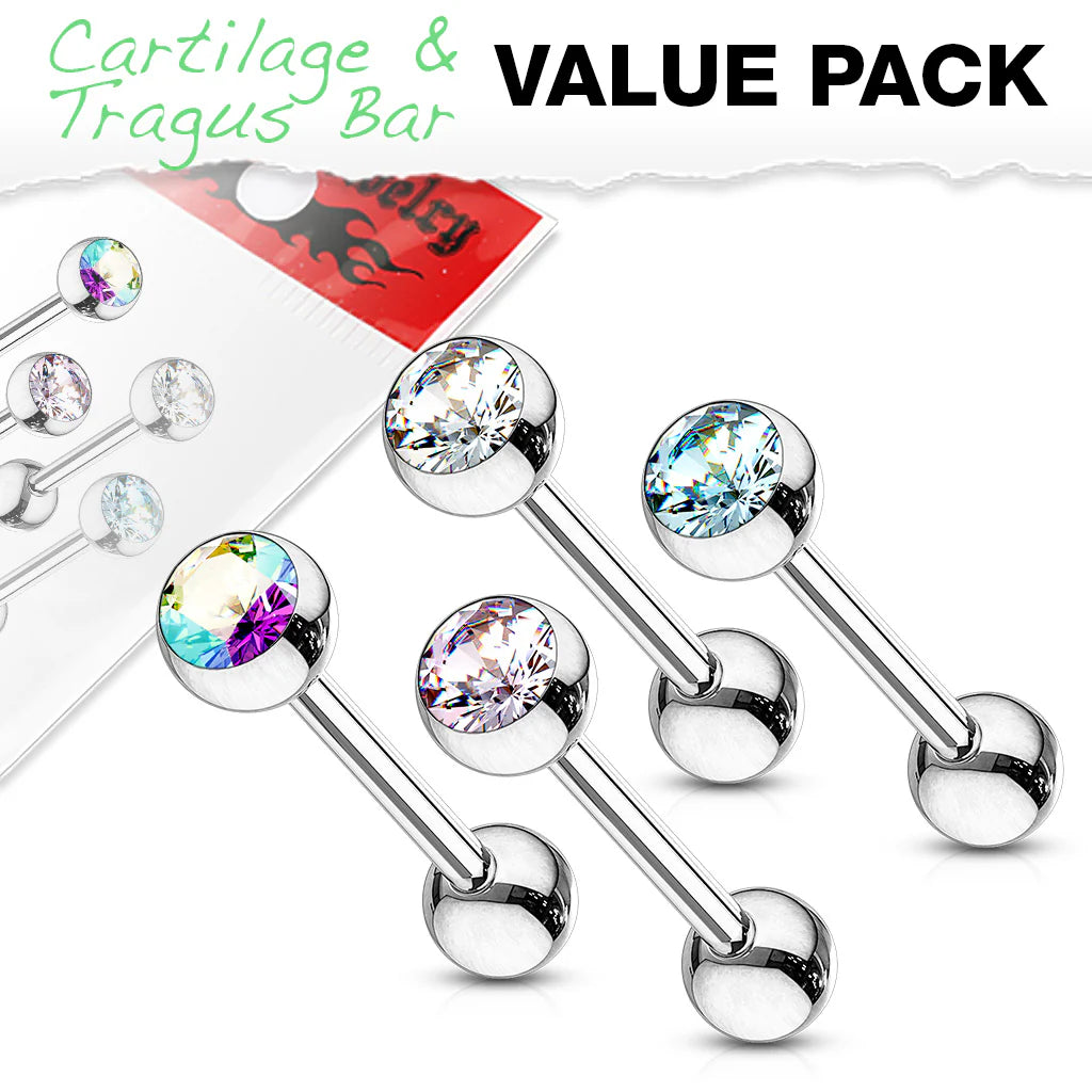 316L Surgical Steel Barbell with Gem Ball