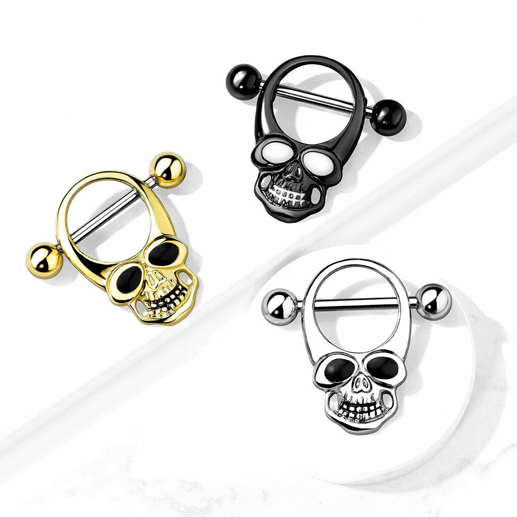 316L Surgical Steel Skull With Enamel Eyes 316L Surgical Steel Nipple...