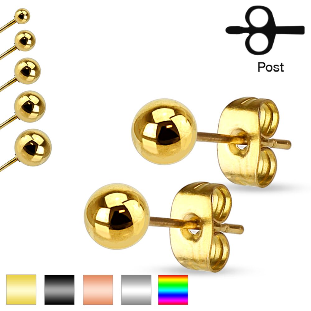316L Stainless Steel Hollow Ball End Earrings