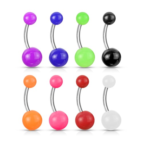 316L Surgical Stainless Steel Navel Rings With UV Balls