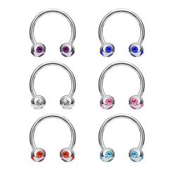 316L Surgical Steel 16ga Circular (Horseshoe) with 5-Gem set 4mm Balls
