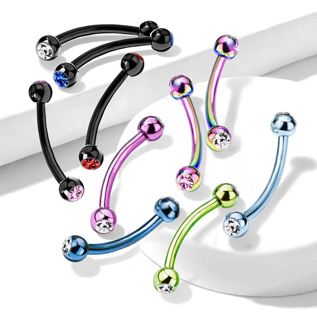 316L Surgical Steel 2-Press Fit Gem Balls Titanium IP Over 316L...