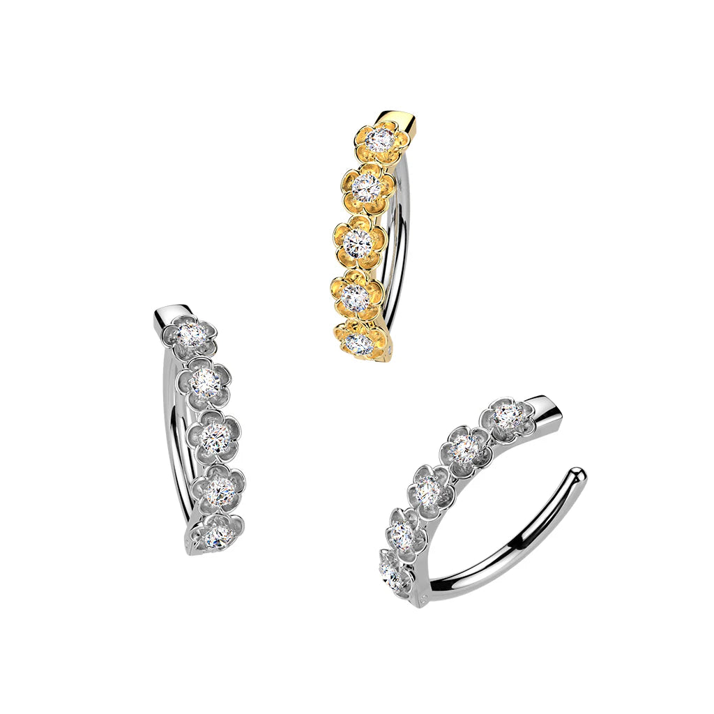 316L Surgical Steel 316L Hinged Belly Button Ring Lined With CZ...