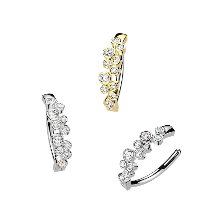 316L Surgical Steel 316L Hinged Belly Button Ring With Round CZ Bubbles