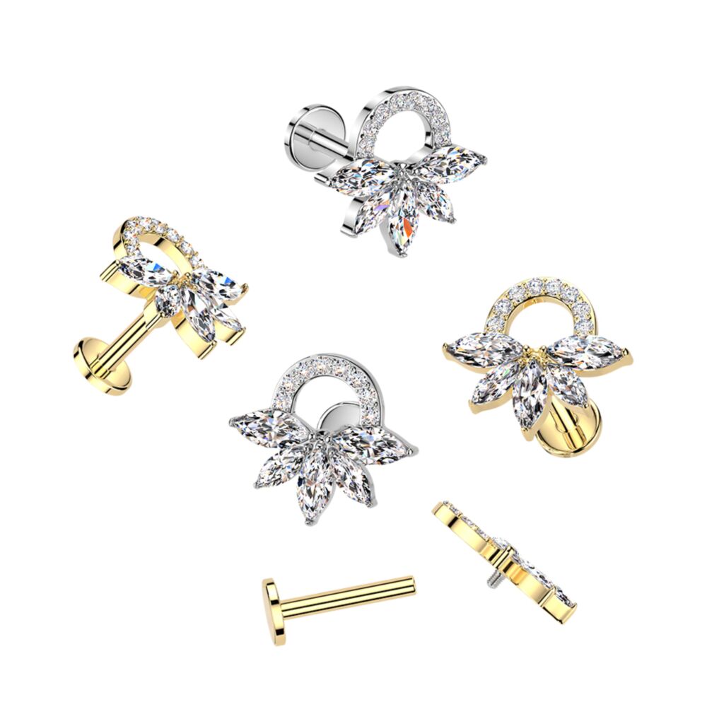 316L Surgical Steel 316L Internally Threaded Flat Back Labret With...