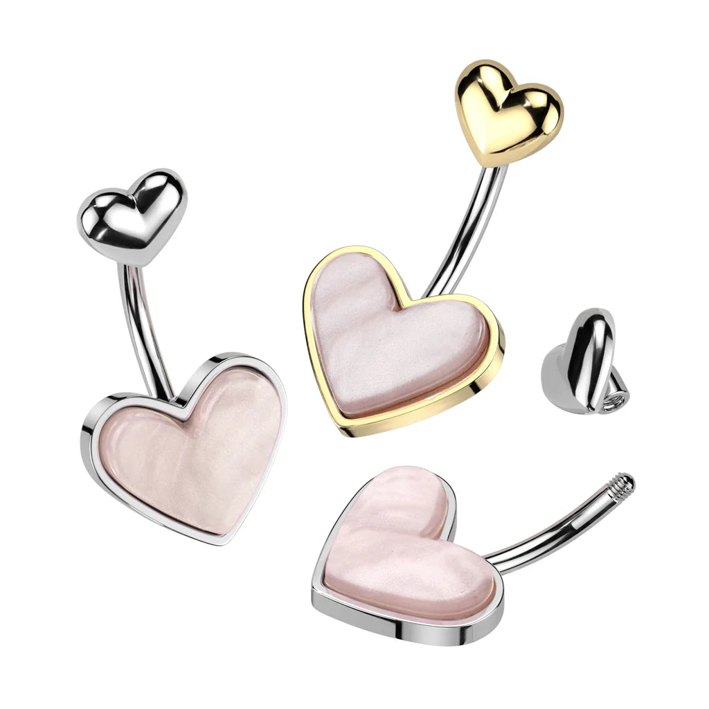 316L Surgical Steel 316L Stainless Steel Double Heart Belly Button Ring...
