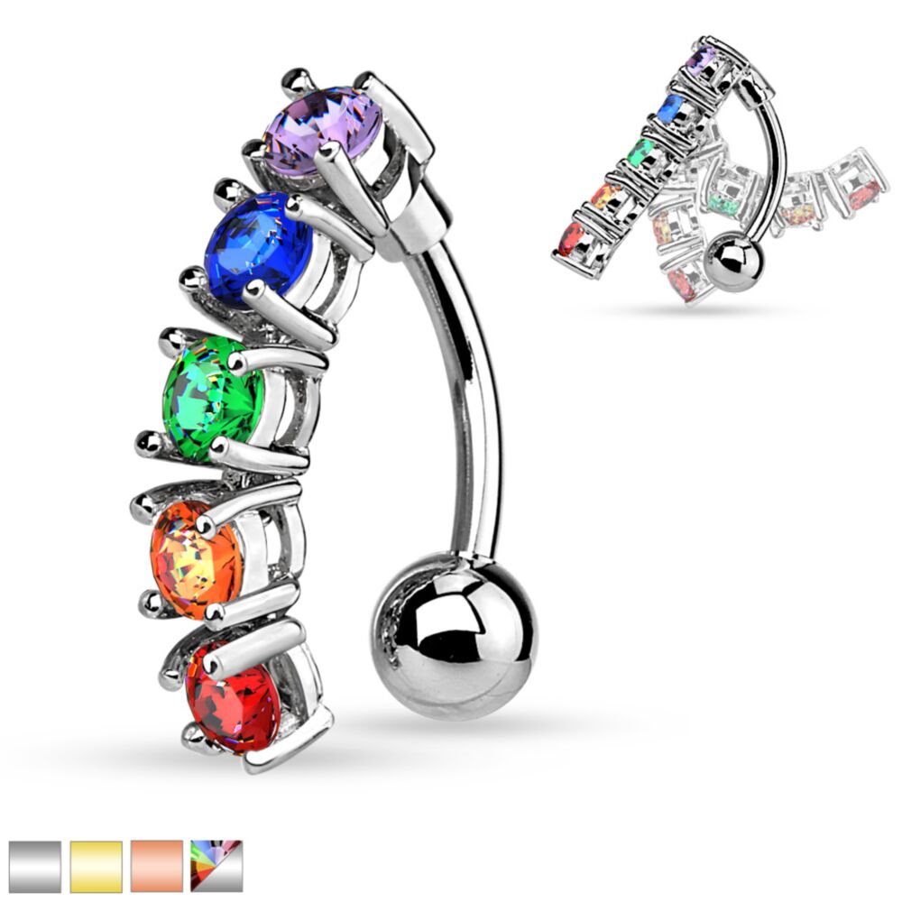 316L Surgical Steel 316L Surgical Steel 5 CZ Vertical Drop Belly Button...