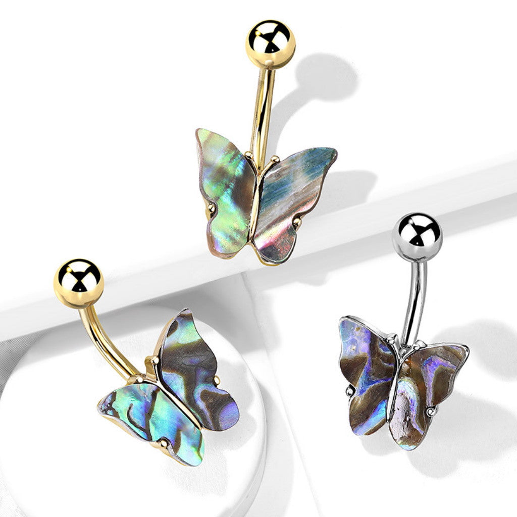 316L Surgical Steel 316L Surgical Steel Abalone Shell Covered Butterfly...