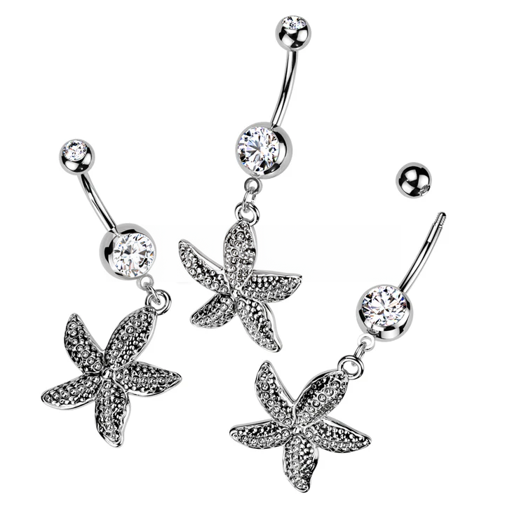 316L Surgical Steel 316L Surgical Steel Antique Finish Starfish Dangle...