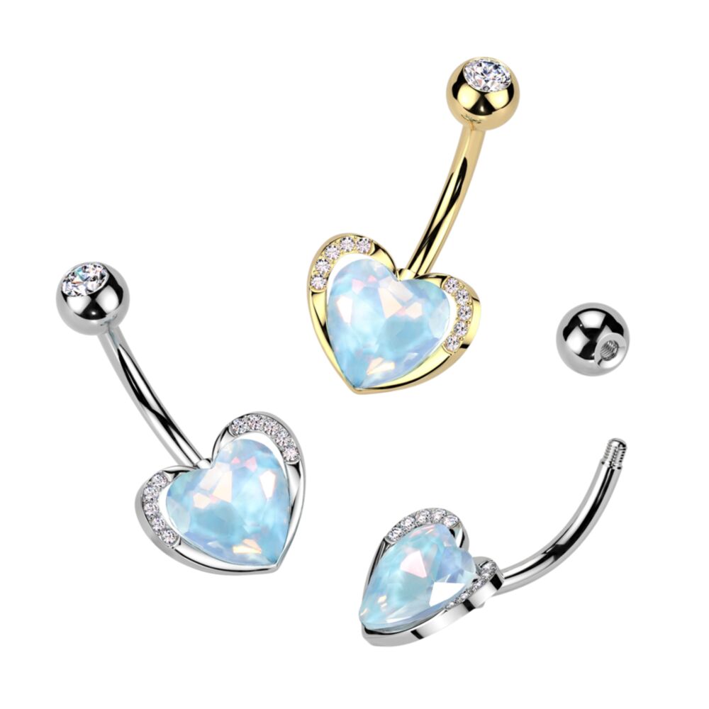 316L Surgical Steel 316L Surgical Steel Aqua Aurora Borealis Heart CZ...