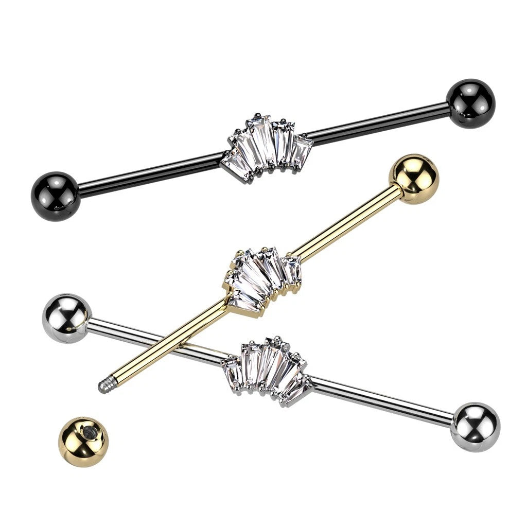 316L Surgical Steel 316L Surgical Steel Baguette CZ Crown Industrial...