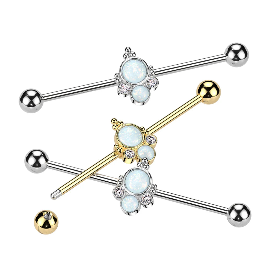 316L Surgical Steel 316L Surgical Steel Baguette Double Opal and Double...