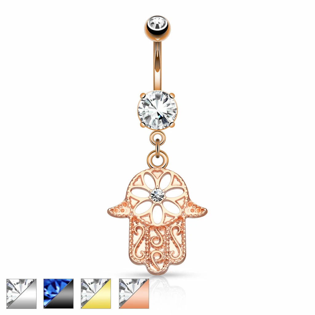 316L Surgical Steel 316L Surgical Steel Beaded Outline Hamsa With...