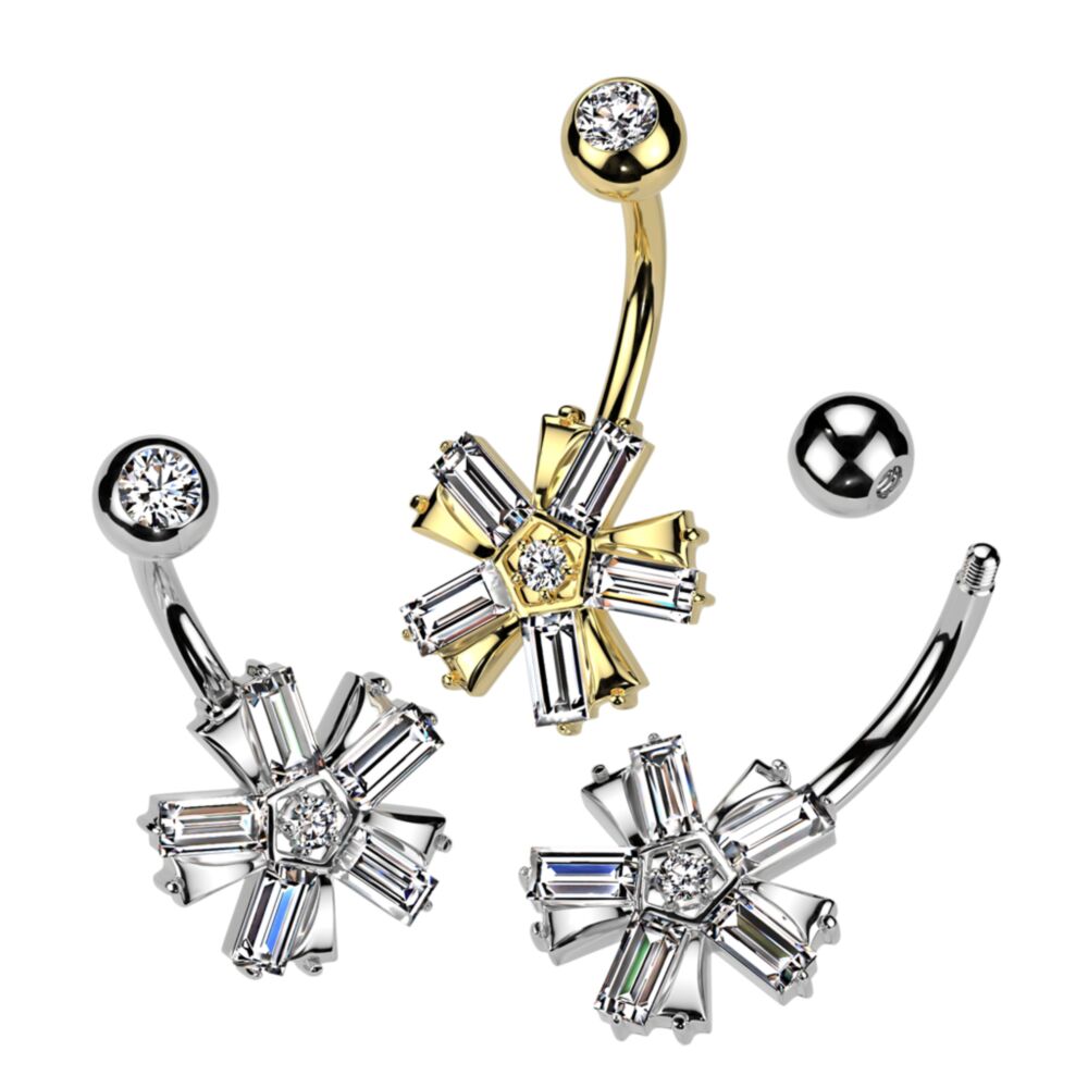 316L Surgical Steel 316L Surgical Steel Belly Button Ring With Baguette...
