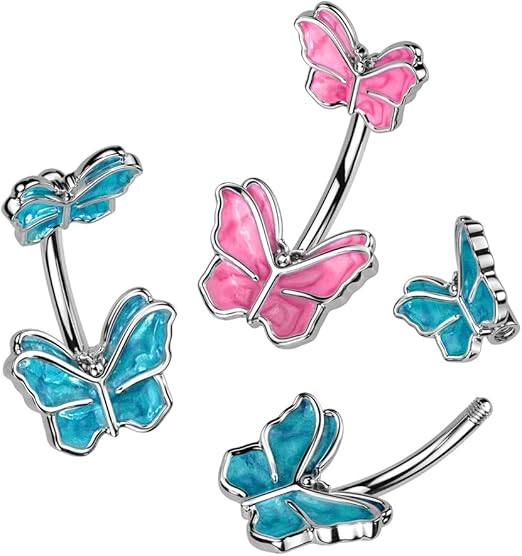 316L Surgical Steel 316L Surgical Steel Belly Button Ring With Double...