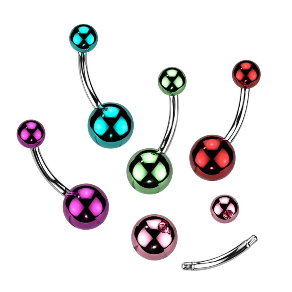 316L Surgical Steel 316L Surgical Steel Belly Button Ring With Glass...