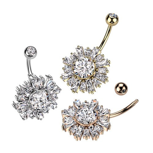 316L Surgical Steel 316L Surgical Steel Belly Ring With Sunburst...