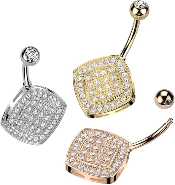 316L Surgical Steel 316L Surgical Steel Belly Ring With Two Tier...