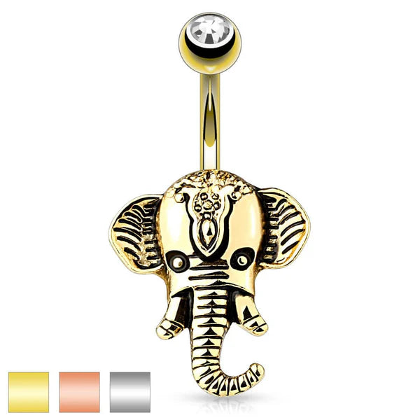 316L Surgical Steel 316L Surgical Steel Belly Ring with Elephan
