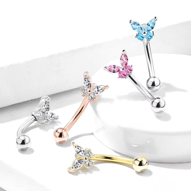 316L Surgical Steel 316L Surgical Steel Butterfly CZ Prong Set Top...