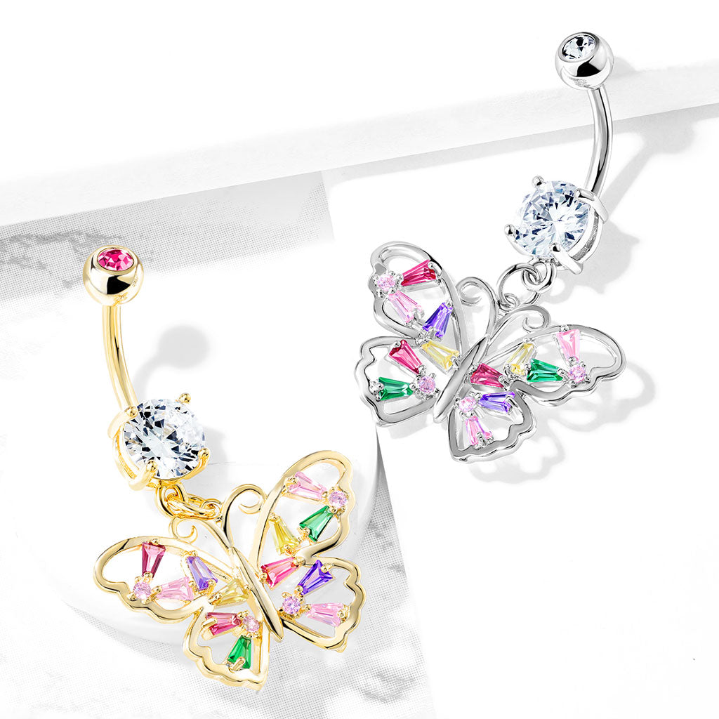 316L Surgical Steel 316L Surgical Steel Butterfly With Multi Colored...