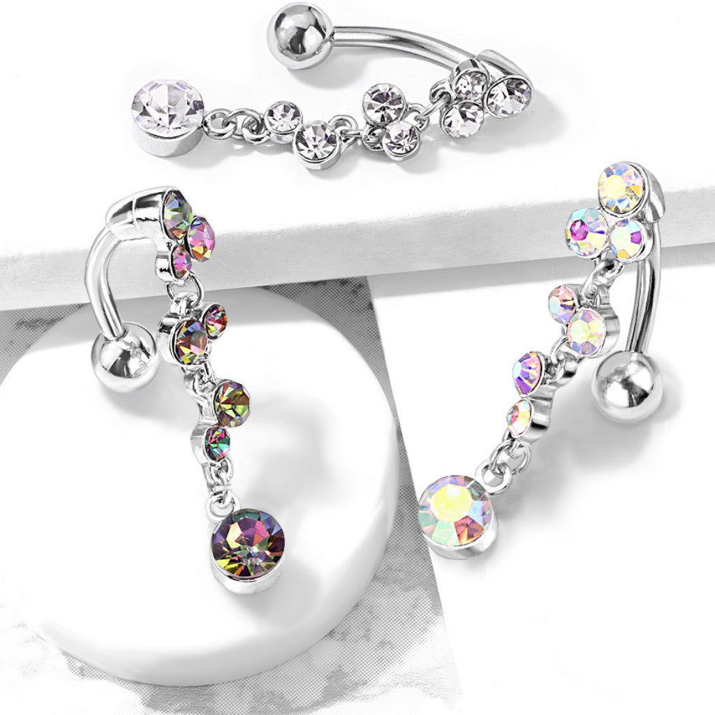 316L Surgical Steel 316L Surgical Steel Cascading Crystal Set Bubbles...