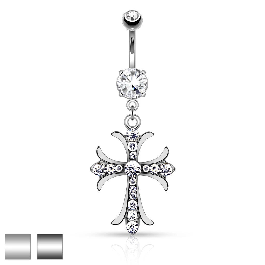 316L Surgical Steel 316L Surgical Steel Celtic Cross With Paved Gems...