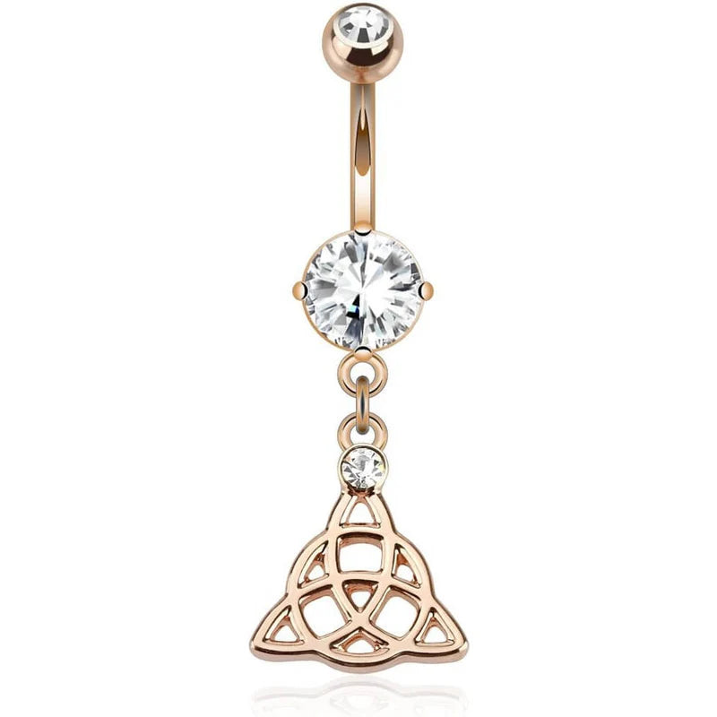 316L Surgical Steel 316L Surgical Steel Celtic Knot Dangle Belly Button...