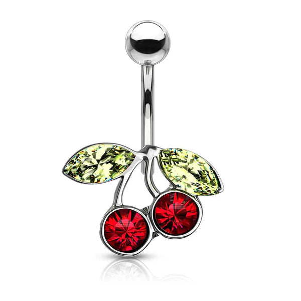 316L Surgical Steel 316L Surgical Steel Cherry CZ Belly Button Ring