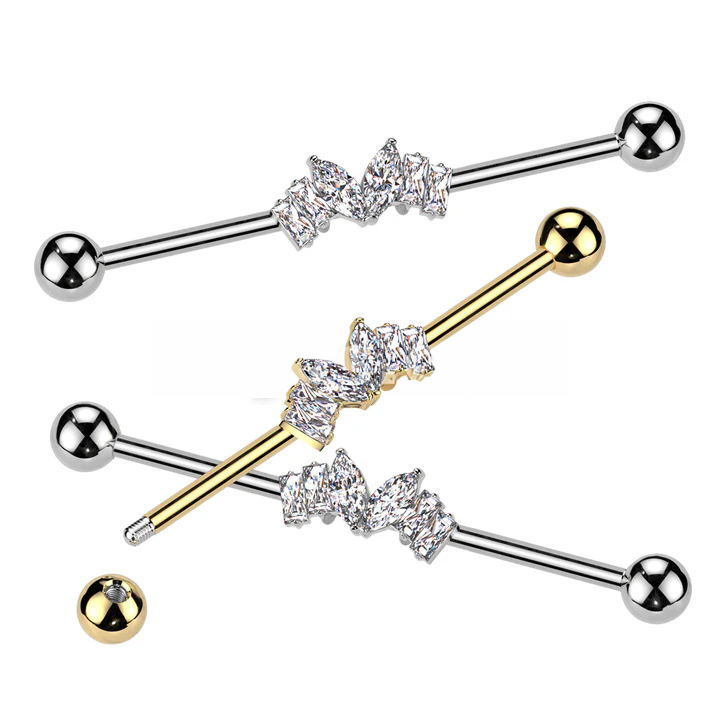 316L Surgical Steel 316L Surgical Steel Marquise CZ Heart Center and 2...