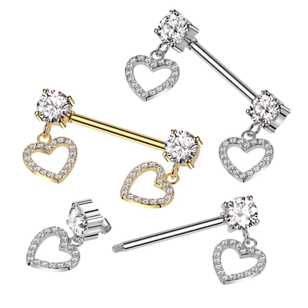 316L Surgical Steel 316L Surgical Steel Nipple Barbell With Round Prong...