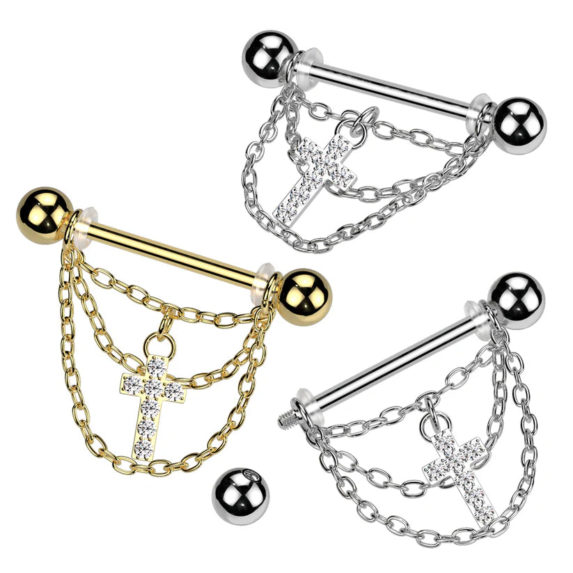 316L Surgical Steel 316L Surgical Steel Nipple Barbell With Triple...
