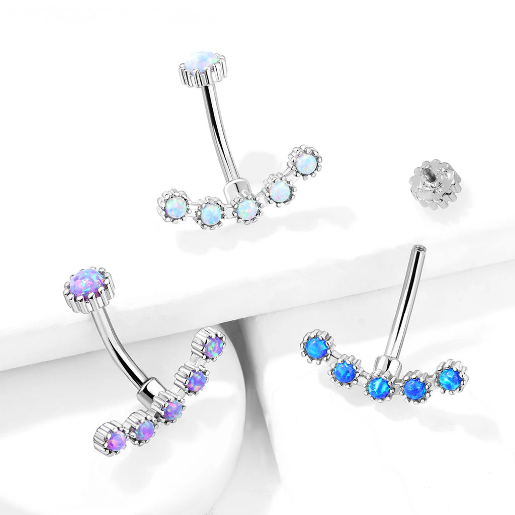 316L Surgical Steel 316L Surgical Steel Opal Curved Line With...